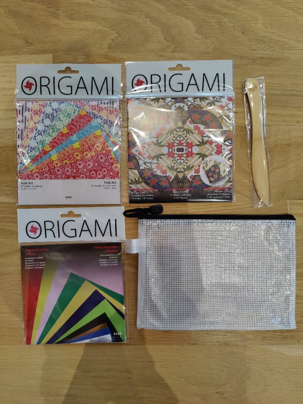 Yasutomo Origami Paper Pouch and Folding Tool Solids Kaleidoscope Folk Art